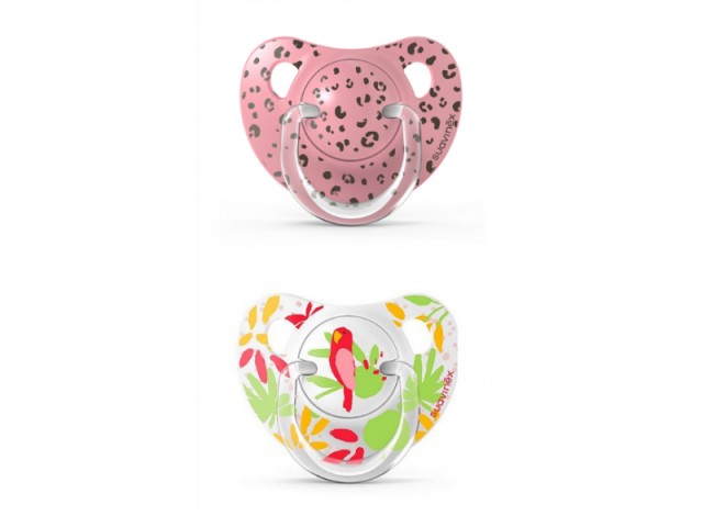 Suavinex, Anatomical Silicone Pacifier 0-6m, Pink Jungle 2τμχ