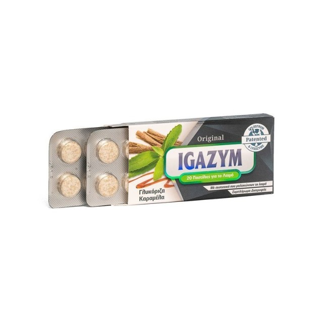 Igazym Licorise & Caramel Pastillies 20 τεμ (Παστίλιες για το Λαιμό με Πρωτόγαλα - Γεύση Γλυκόριζας και Καραμέλα)