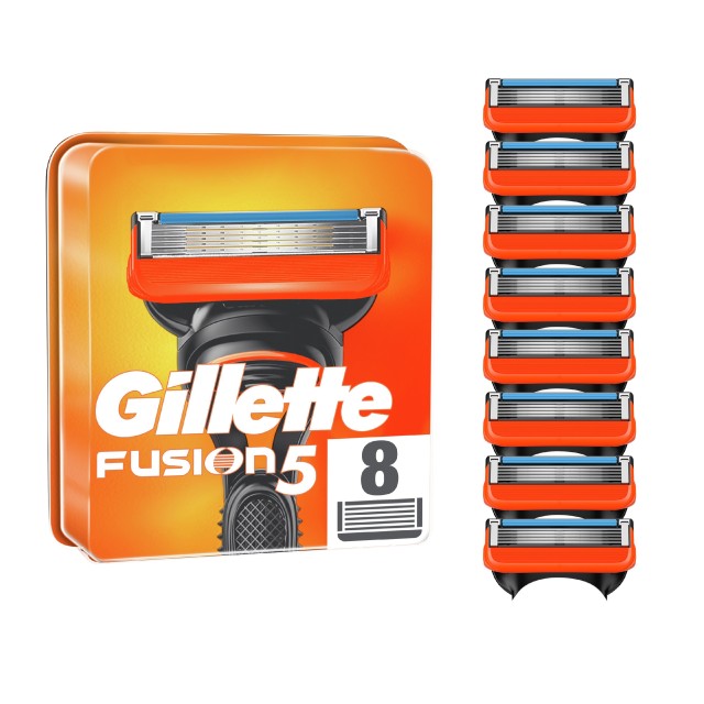 Gillette Fusion5 Ανταλλακτικές Κεφαλές με 5 Λεπίδες και Λιπαντική Ταινία 8τμχ