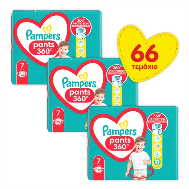 Pampers Πακέτο x3 JUMBO Pants Πάνα - Βρακάκι Μέγεθος 7 (17+ κιλά) 66 πάνες (3x22)