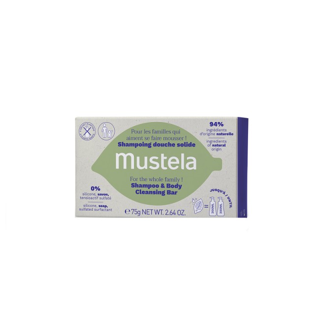 Mustela Shampoo & Body Cleansing Bar Μπάρα Καθαρισμού για Σώμα & Μαλλιά 75g