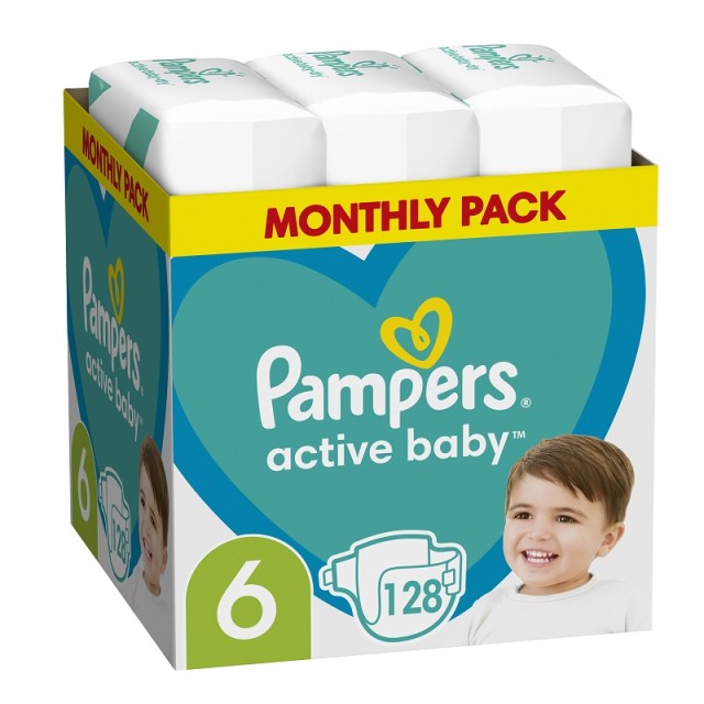 Pampers Πάνες Active Baby Μεγ. 6 (13-18kg) 128τμχ