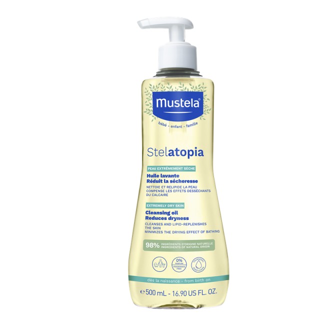 Mustela Stelatopia Cleansing Oil Βρεφικό Λάδι Καθαρισμού για Σώμα & Μαλλιά 500ml