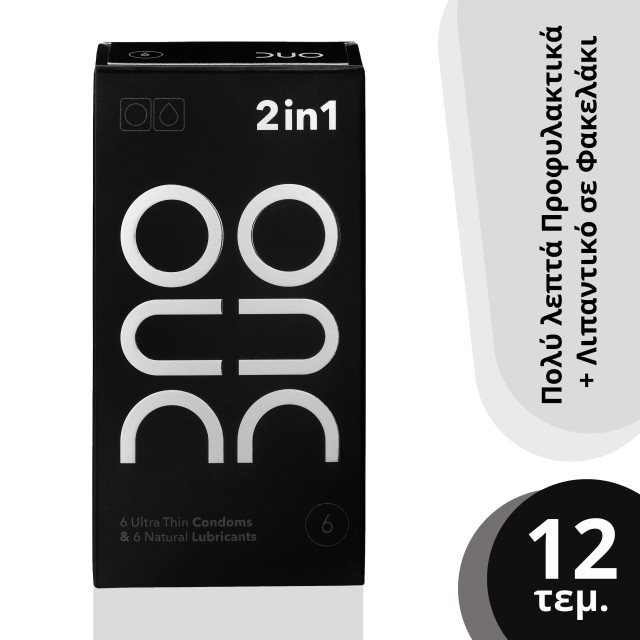 Duo 2 In 1 Ultra Thin Προφυλακτικα 6 Τμχ & Natural Λιπαντικο Gel 6 Τμχ