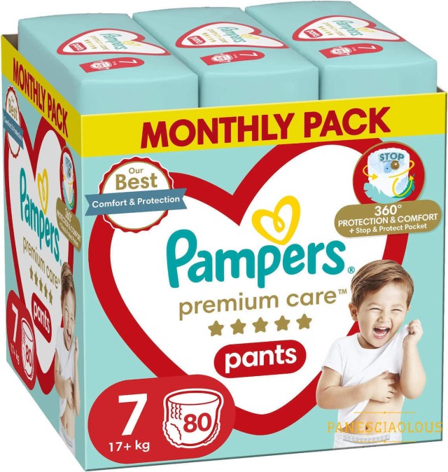 Pampers Premium Care Pants Πάνες Βρακάκι Μέγεθος 7 (17kg+) 80 πάνες