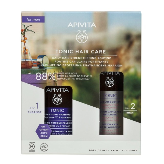 Apivita Promo Pack Tonic Har Loss Lotion Λοσιόν κατά της Τριχόπτωσης για Άνδρες 150ml & Δώρο Tonic Men Shampoo 250ml