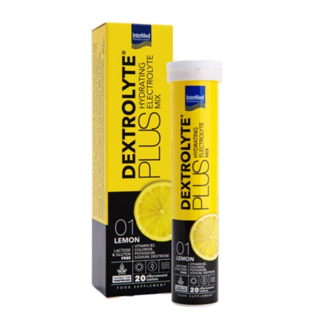 Intermed Dextrolyte Plus 01 Lemon Ηλεκτρολύτες με Γεύση Λεμόνι 20 αναβράζοντα δισκία