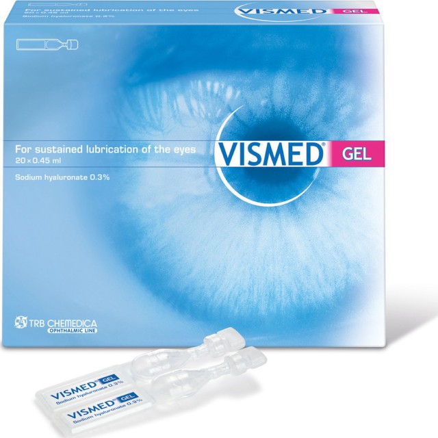 Vismed Gel Λιπαντικό Οφθαλμικό Τζελ 0,30% Υαλουρονικό Νάτριο 20 x 0,45 ml