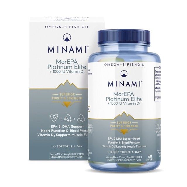 Minami MorEPA Platinum Elite +Vit D3 1000iu Συμπλήρωμα Διατροφής Ιχθυελαίου με Βιταμίνη D3 60 μαλακές κάψουλες