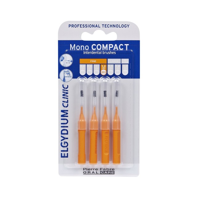 Elgydium Clinic Mono Compact Μεσοδόντια Βουρτσάκια 0.6mm Πορτοκαλί 4τμχ