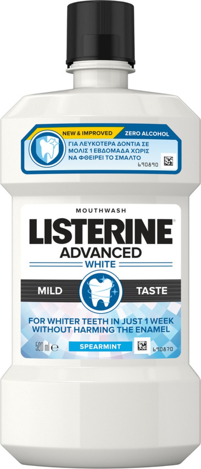 Listerine Mouthwash Advanced White Mild Taste Mouthwash 500ml