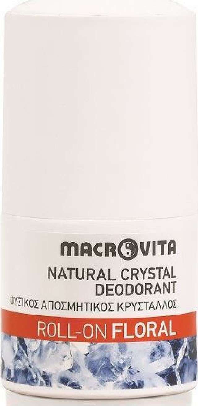 Macrovita Natural Crystal Deodorant Φυσικός Αποσμητικός Κρύσταλλος Roll-On Άρωμα Floral 50ml