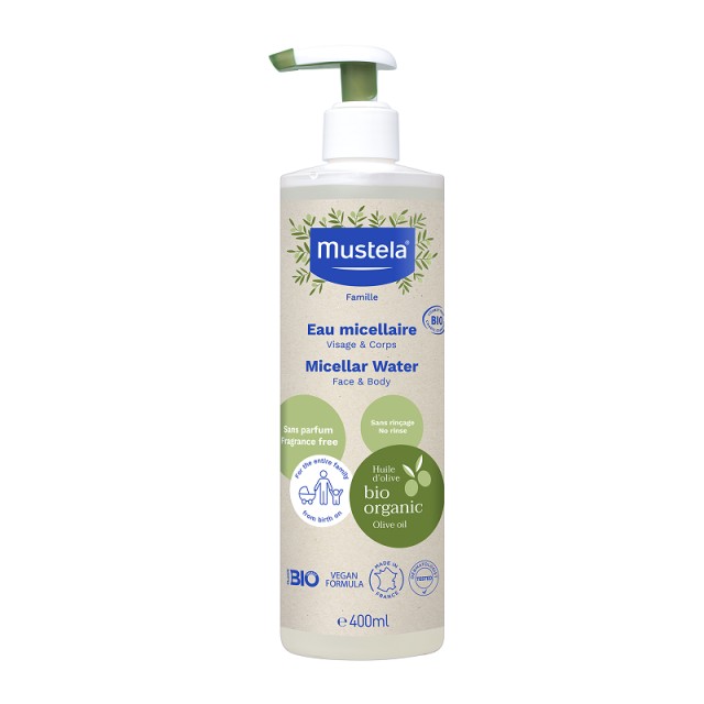 Mustela Bio No Rinse Micellar Water Βιολογικά Πιστοποιημένο Μικκυλιακό Νερό Καθαρισμού με Βιολογικό Ελαιόλαδο 400ml