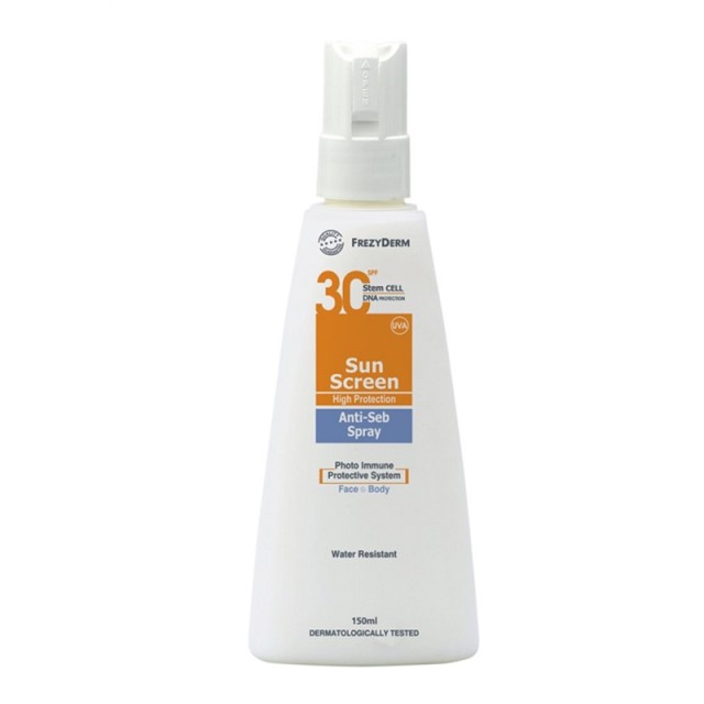 Frezyderm Sun Screen Anti-Seb Spray SPF30 Αντηλιακό για την Ακμή 150ml