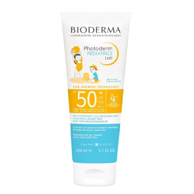 Bioderma Αδιάβροχο Παιδικό Αντηλιακό Γαλάκτωμα Photoderm Pediatrics Lait για Πρόσωπο & Σώμα SPF50+ 200ml