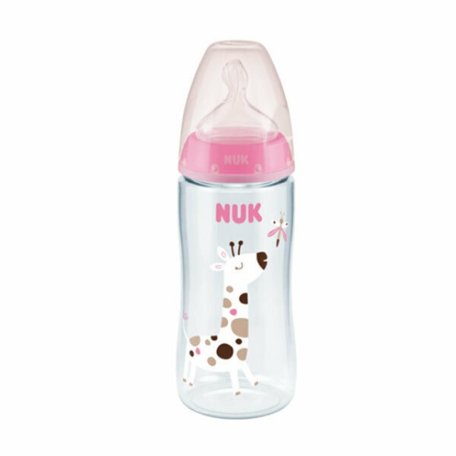 Nuk First Choice+ Xl Μπιμπερό Σιλικόνης 6-18m Ροζ Καμηλοπαρδαλη (10.216.248)  360ml