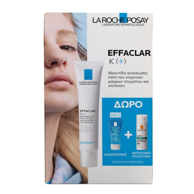 La Roche-Posay Effaclar K(+) Κρέμα κατά των Επίμονων Μαύρων Στιγμάτων 40ml & Δώρο Effaclar Gel 50ml & Anthelios Oil Correct SPF50+ 3ml