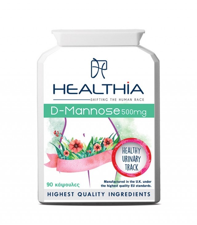 Healthia D-Mannose 500mg Συμπλήρωμα Διατροφής για Προστασία του Ουροποιητικού Συστήματος 90 Κάψουλες