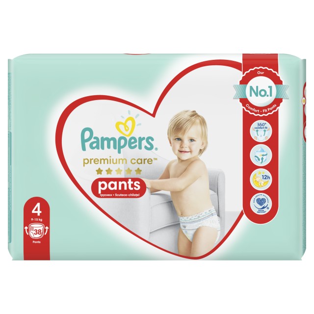 Pampers Premium Care Pants No.4 Πάνες Βρακάκι (9-15kg) 38 τμχ