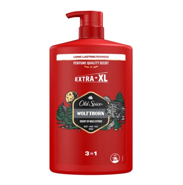 Old Spice Wolfthorn 3in1 Shower & Shampoo Gel Ανδρικό Αφρόλουτρο Σαμπουάν σε Μορφή Gel για Σώμα Μαλλιά & Πρόσωπο 1000ml