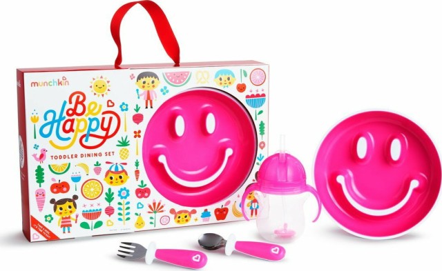 Munchkin παιδικό σετ φαγητού 4 τμχBE HAPPY TODDLER DINING SET Ροζ 051874