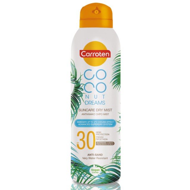 Carroten Coconut Dreams Suncare Dry Mist Spray, Αντηλιακό Mist Προσώπου SPF30+, 200ml