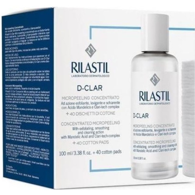 Rilastil Promo Pack D-Clar Concentrated Micropeeling Απολεπιστική Αγωγή Προσώπου, 100ml & 40 Δίσκοι από Βαμβάκι