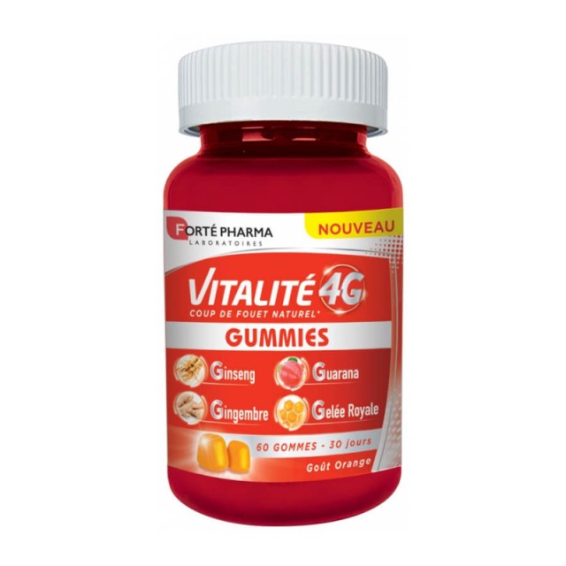 Forte Pharma Vitalite 4G Gummies Συμπλήρωμα Διατροφής Με Γεύση Πορτοκάλι 60 ζελεδάκια