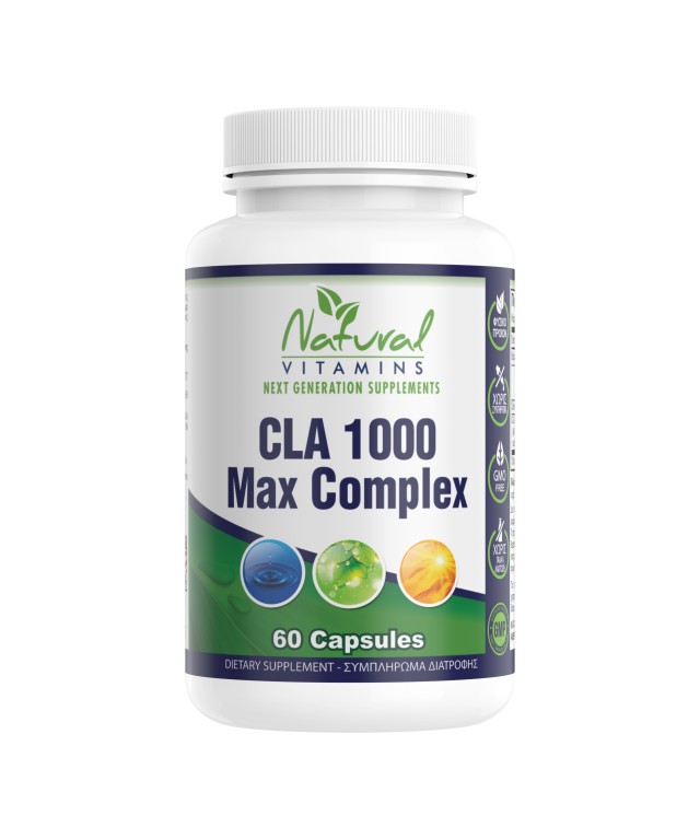 Natural Vitamins CLA 1000 MAX COMPLEX with Omega 3 Fish Oil 60caps