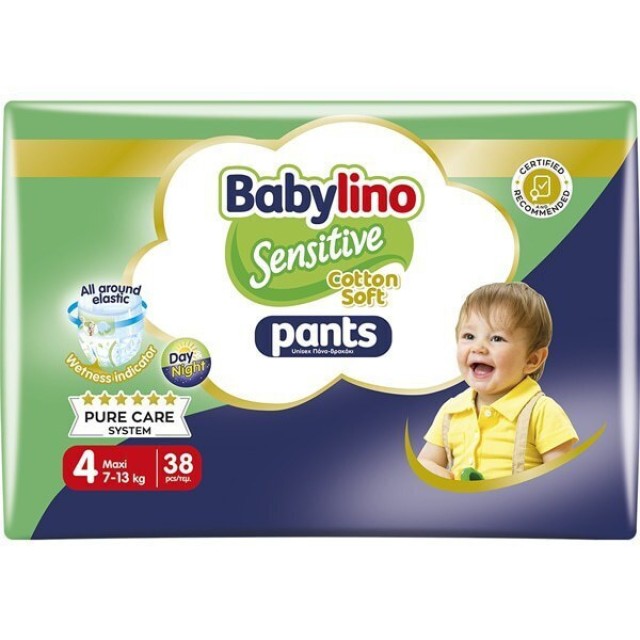 Babylino Sensitive Cotton Soft Pants Πάνες Βρακάκι No. 4 για 7-13kg 38τμχ