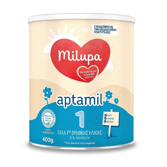 Milupa Aptamil 1 Γάλα για Βρέφη από 0 έως 6 Μηνών, 400gr