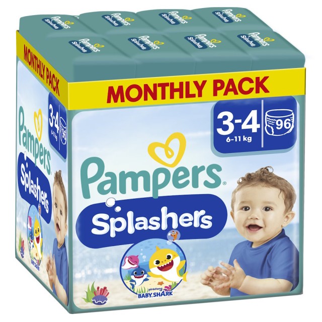 Pampers Πάνες Μαγιό Splashers No 3-4 (6-11kg), 96τμχ (8x12τμχ)