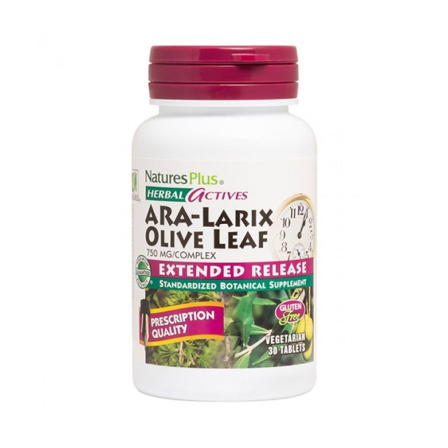 Natures Plus Herbal Actives Ara-Larix Olive Leaf Extended Release Συμπλήρωμα για την Ενίσχυση του Ανοσοποιητικού 30 ταμπλέτες