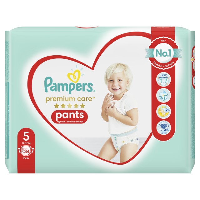 Pampers Premium Care Πάνες-Βρακάκι Μέγεθος 5 (12-17kg) - 34τμχ