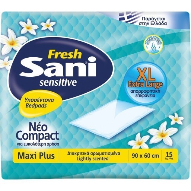 Sani Υποσέντονα Ακράτειας Maxi Plus Με Άρωμα 90x60cm 15τεμ