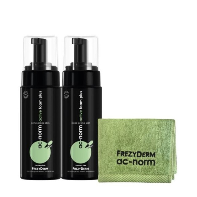 Frezyderm Promo Pack Ac-Norm Active Foam Plus Αφρός κατά της Ακμής 2x150ml με ΔΩΡΟ Πετσέτα Προσώπου