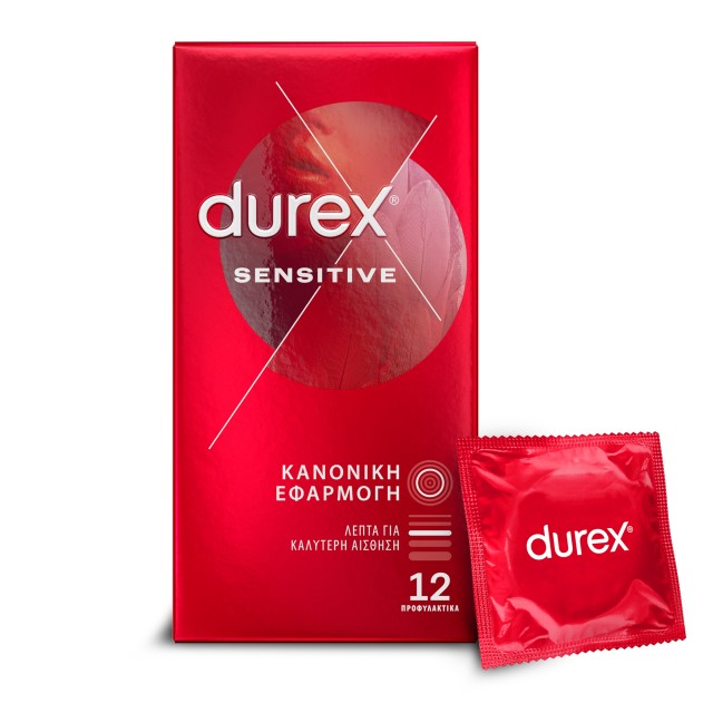 Durex Προφυλακτικά Sensitive Λεπτά Κανονική εφαρμογή 12τμχ