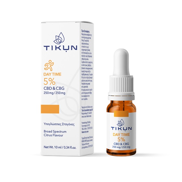 Tikun Day Time 5% Cbd & Cbg  250mg/250mg Υπογλώσσιες Σταγόνες Κάνναβης για Τόνωση & Ενεργητικότητα 10ml