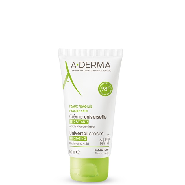 A-Derma Universal Hydrating Cream with Hyaluronic Acid Ενυδατική Κρέμα Προσώπου Σώματος για Ευαίσθητες Επιδερμίδες 50ml