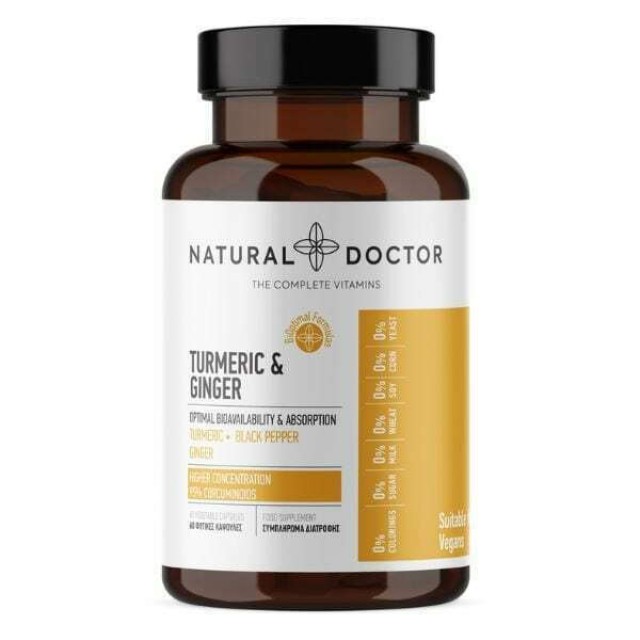 Natural Doctor Turmeric & Ginger Συμπλήρωμα Διατροφής με Κουρκουμά & Πιπερόριζα 60 φυτικές κάψουλες