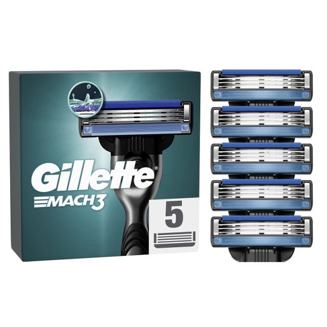 Gillette Mach3 Ανταλλακτικές Κεφαλές Ξυριστικής Μηχανής 5 τεμάχια