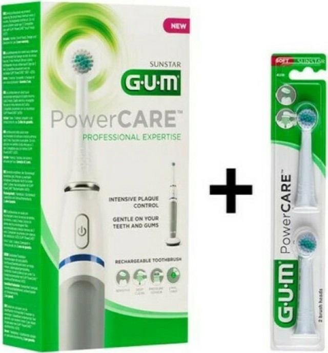 Gum 4200 PowerCΑRE Recharge Ηλεκτρική Οδοντόβουρτσα 1 τμχ & ΔΩΡΟ Ανταλλακτικές Κεφαλές 2 τμχ