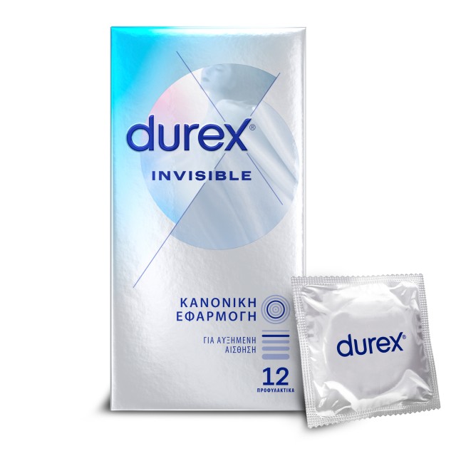 Durex Προφυλακτικά Εξαιρετικά Λεπτά Invisible Κανονική εφαρμογή 12 τεμάχια