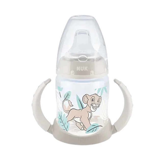 Nuk First Choice Learner Bottle Μπιμπερό Πολυπροπυλενίου (PP) με 2 Λαβές Θηλή Σιλικόνης Mεσαίας Ροής 6-18m Γκρί Lion King 150ml