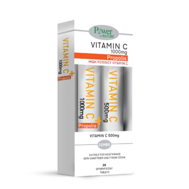 Power Of Nature Vitamin C 1000mg Propolis 20 αναβράζοντα δισκία & Vitamin C 500mg 20 αναβράζοντα δισκία