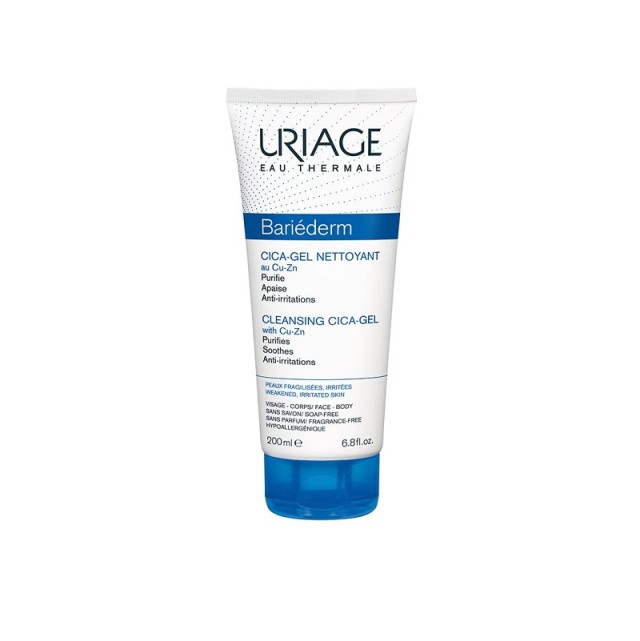 Uriage Bariéderm Cleansing Cica-Gel Τζέλ Καθαρισμού για Ευαίσθητες Επιδερμίδες 200ml