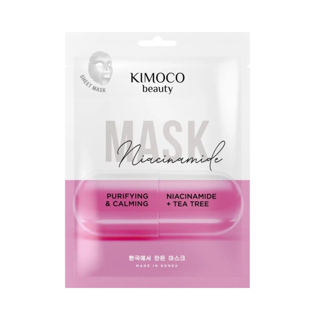 KIMOCO Sheet Mask Καταπραϋντική Μάσκα Προσώπου με Νιασιναμίδη και Εκχύλισμα Δέντρου Τσαγιού 23ml