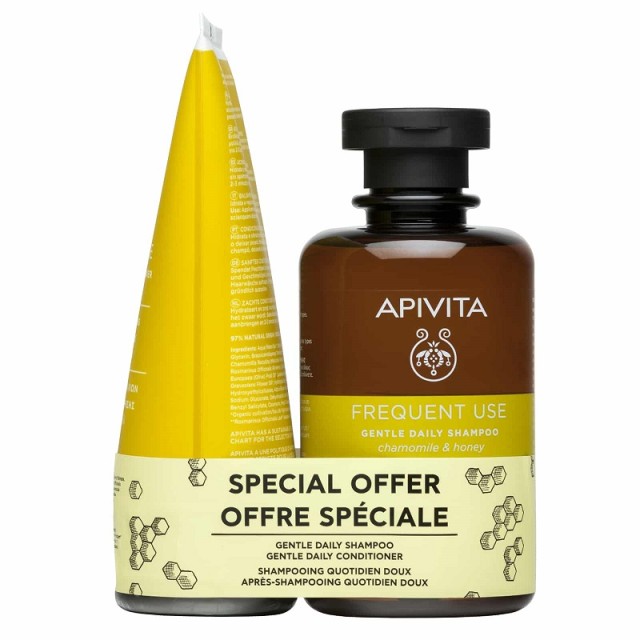 Apivita Frequent Use Daily Σαμπουάν Με Χαμομήλι & Μέλι 250ml  & Daily Conditioner 150ml