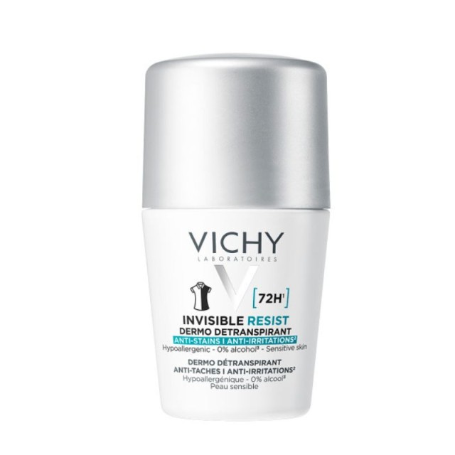 Vichy Invisible, Anti-Stain - Anti Irritation Roll-On Αποσμητικό κατά των Σημαδιών και Έντονης Εφίδρωσης 50ml