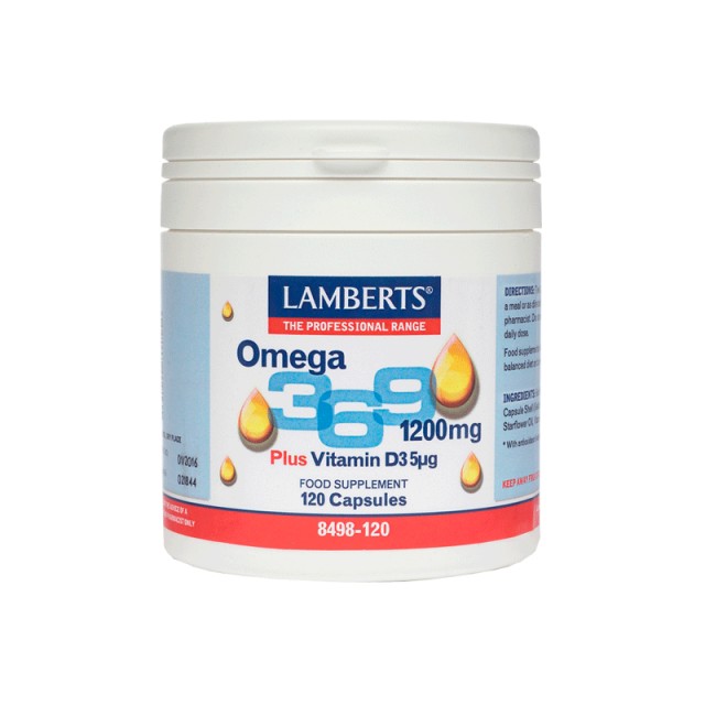 Lamberts Omega 3 6 9 1200mg Plus Vit D3 5μg 120 κάψουλες